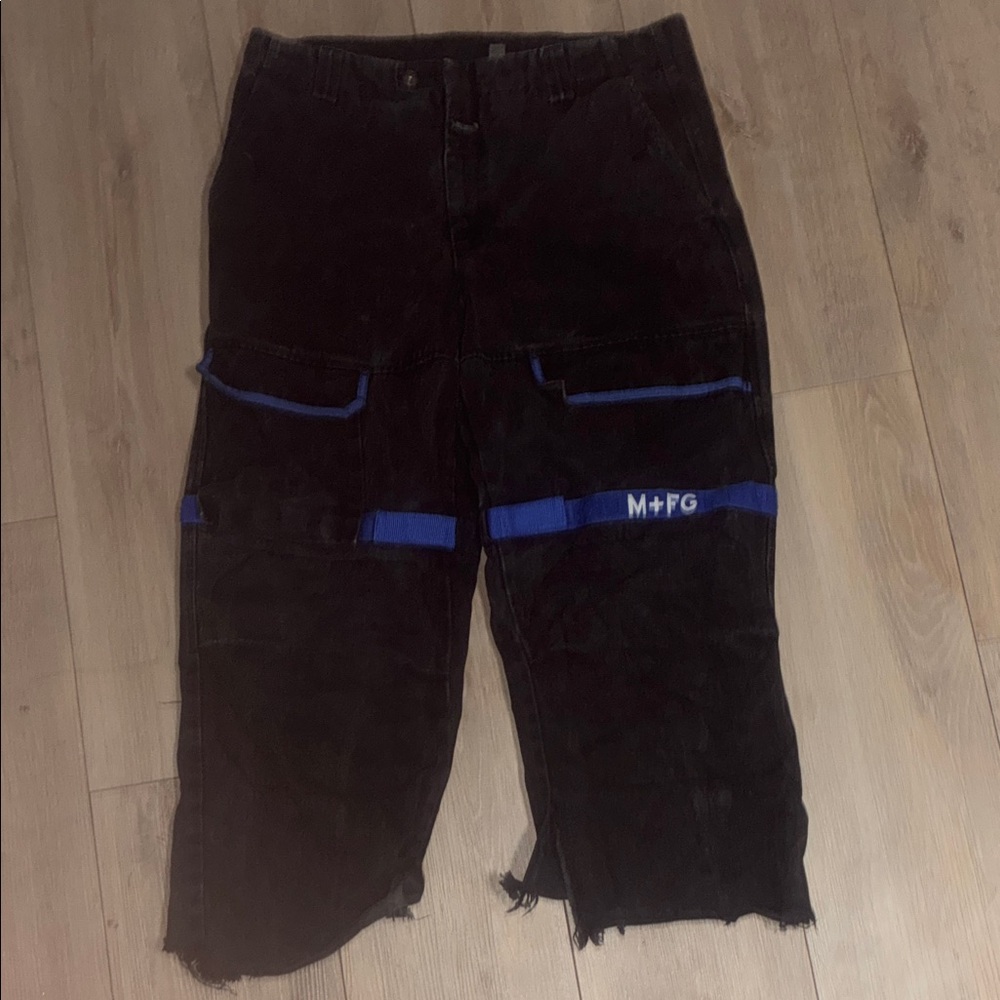 Marithe Francois Girbaud Black Pants with Blue Details